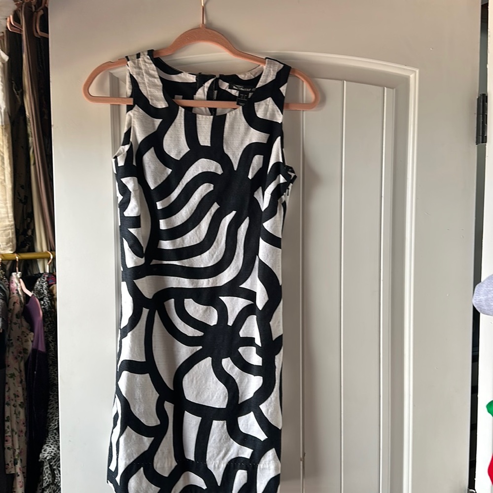 Marimekko H&M tribute dress, black white abstract, size 6